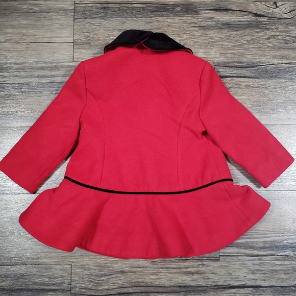 Rothschild Tailored Faux Velvet Wool Holiday Dress Coat Size 2 Toddler Red Jacke - Picture 2 of 6